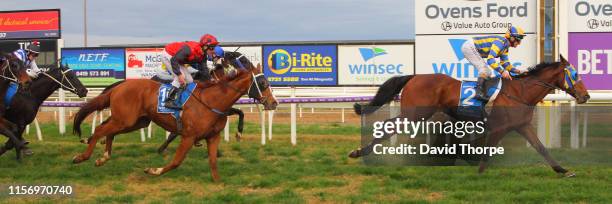 Tyson Returns ridden by Craig Robertson wins the Sam Miranda King Valley 0 - 58 Handicap on July 21, 2019 in Wangaratta, Australia.