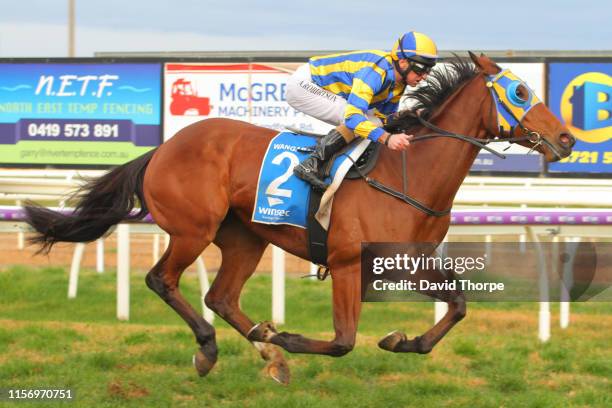 Tyson Returns ridden by Craig Robertson wins the Sam Miranda King Valley 0 - 58 Handicap on July 21, 2019 in Wangaratta, Australia.