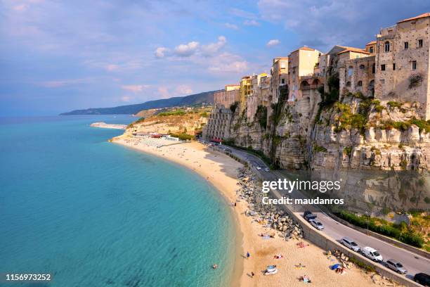 sea of tropea calabria italy - italy beach stock pictures, royalty-free photos & images