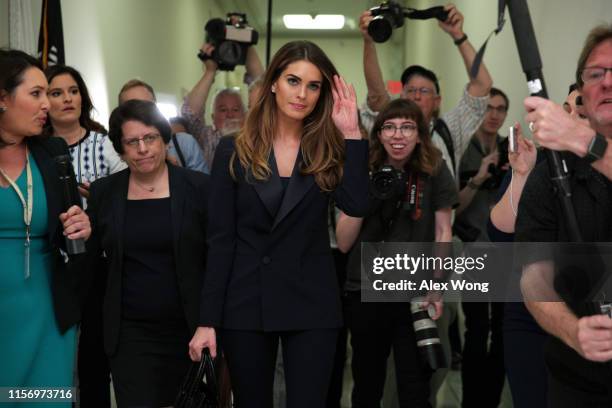 Former White House communications director Hope Hicks leaves the hearing room during a break at a closed-door interview with the House Judiciary...