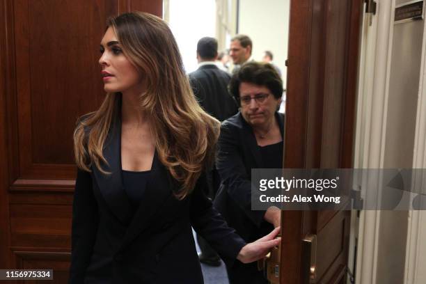 Former White House communications director Hope Hicks leaves the hearing room during a break at a closed-door interview with the House Judiciary...