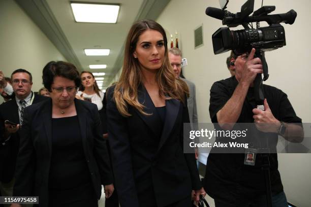 Former White House communications director Hope Hicks leaves the hearing room during a break at a closed-door interview with the House Judiciary...