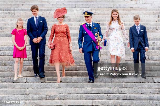 King Philippe of Belgium, Queen Mathilde of Belgium, Princess Elisabeth of Belgium, Prince Gabriel of Belgium, Prince Emmanuel of Belgium and...