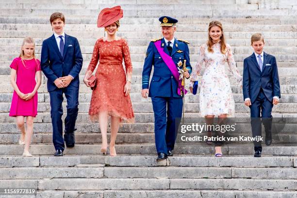 King Philippe of Belgium, Queen Mathilde of Belgium, Princess Elisabeth of Belgium, Prince Gabriel of Belgium, Prince Emmanuel of Belgium and...