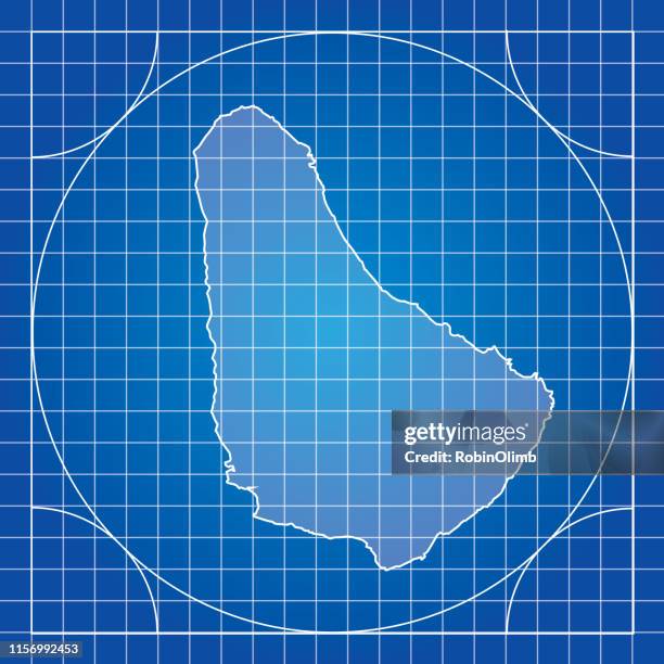blueprint barbados map - barbados map stock illustrations