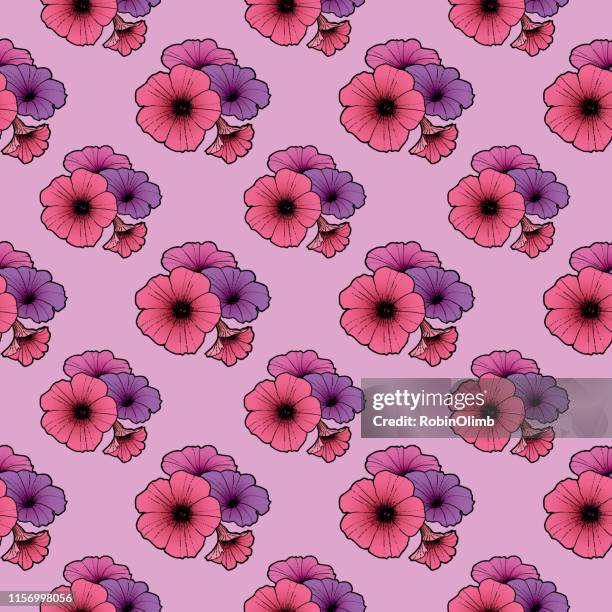 petunias seamless pattern - petunia stock illustrations