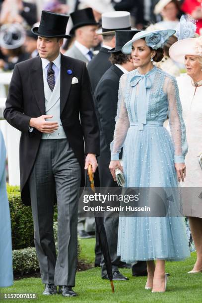 Prince William, Duke of Cambridge and Catherine, Duchess of Cambridge attend day one of Royal Ascot at Ascot Racecourse on June 18, 2019 in Ascot,...