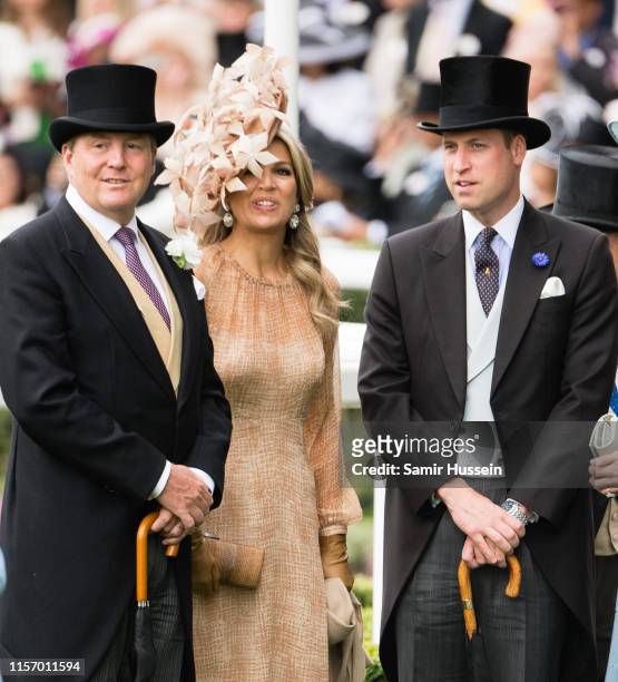 King Willem-Alexander of the Netherlands, Queen Maxima of the Netherlands, Prince William, Duke of Cambridge attend day one of Royal Ascot at Ascot...