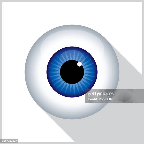 ilustrações, clipart, desenhos animados e ícones de ícone azul da sombra do globo ocular - optometrista