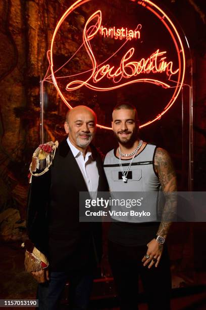 Christian Louboutin and Maluma attend the Loubicircus Party by Christian Louboutin at Musee des Arts Forains as part of Paris Fashion Week on June...