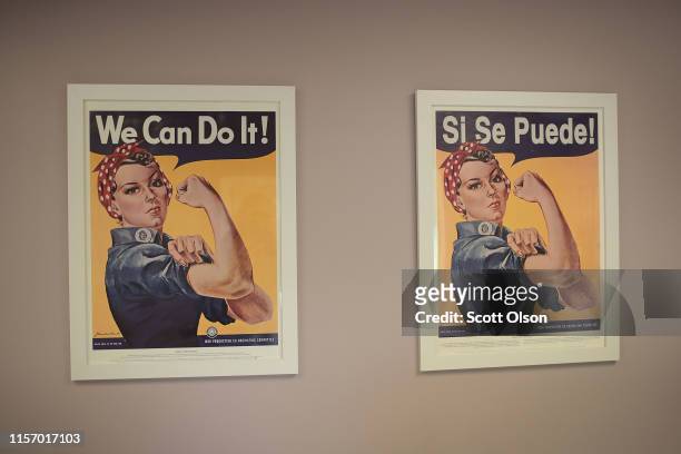 Posters hang on the wall at Whole Woman's Health of South Bend on June 19, 2019 in South Bend, Indiana. The clinic, which provides reproductive...