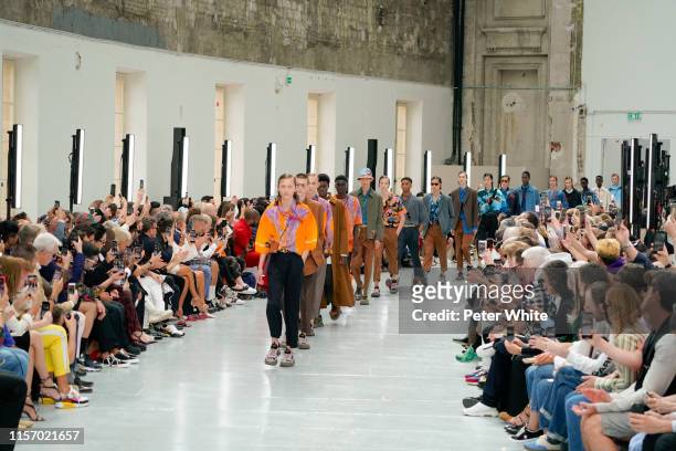 Model walks the runway during the Valentino Menswear Spring Summer 2020 show as part of Paris Fashion Week on June 19, 2019 in Paris, France.