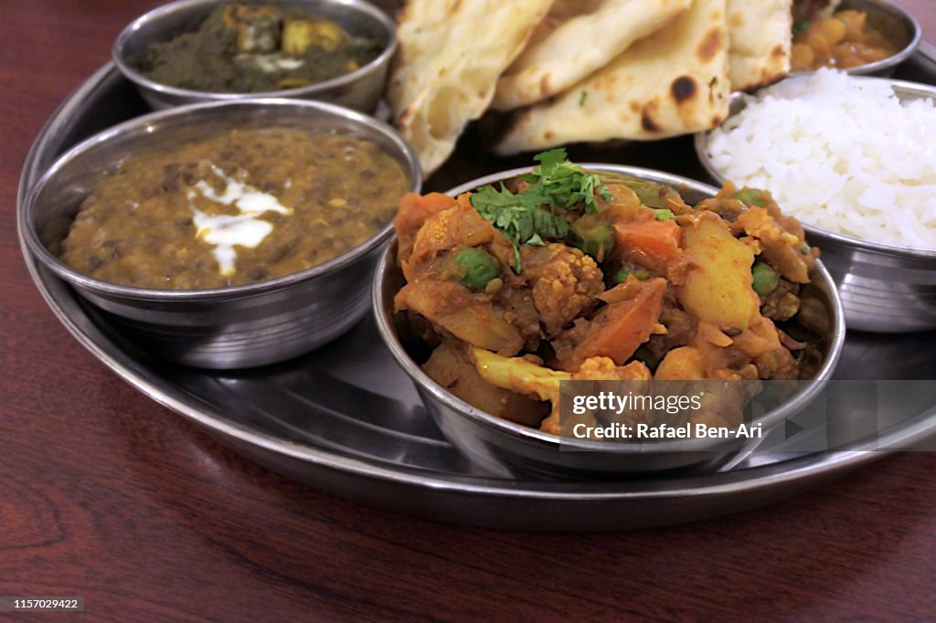South Indian Thali plate dish Close up