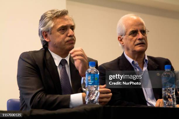 Alberto Fernandez pre-candidate for president of Argentina with Jorge Taiana in the tribute for the death of Nestor Kirchner on October 27, 2016.