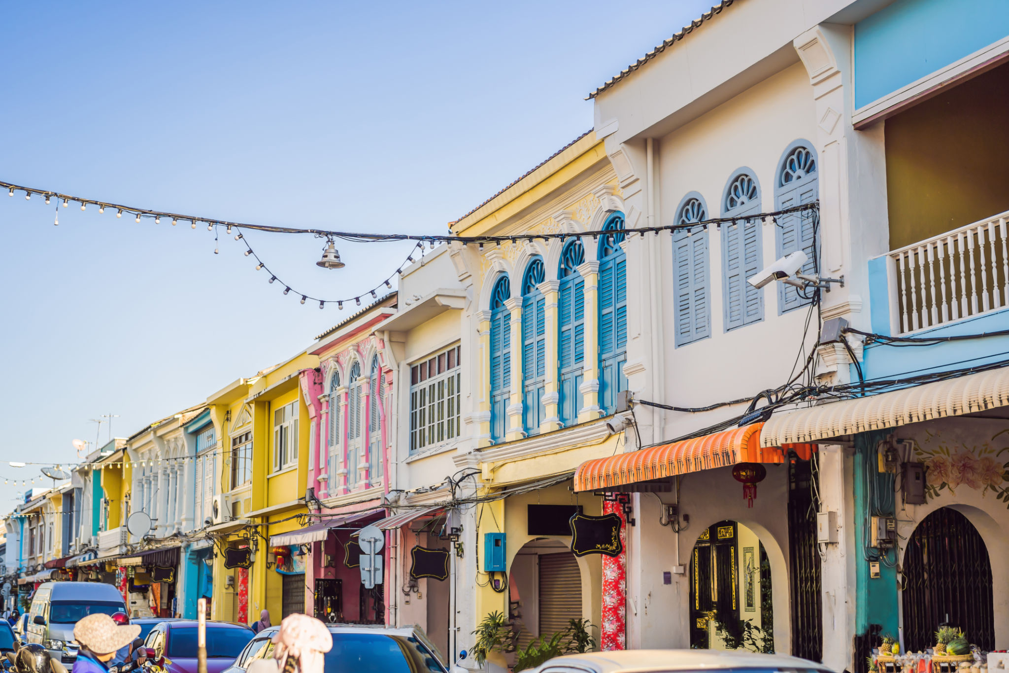 Street in the Portugese style Romani in Phuket Town. Also called Chinatown or the old town Street in the Portugese style Romani in Phuket Town. Also called Chinatown or the old town