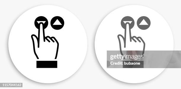 elevator s black and white round icon - pressing elevator stock illustrations