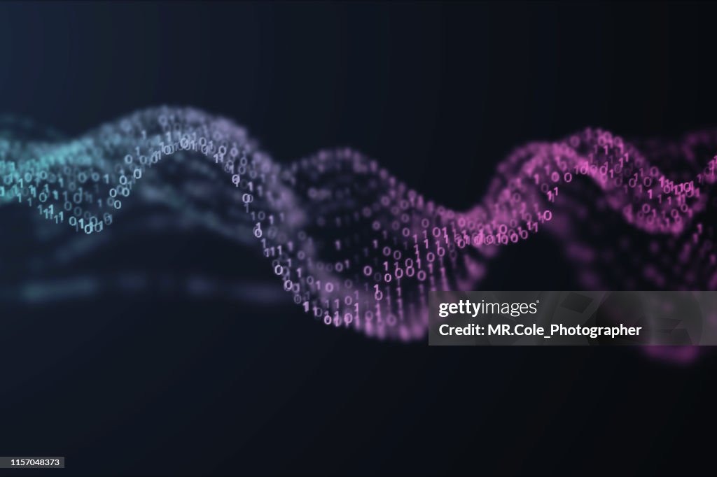 3d Illustration Rendering Of Binary Code Patternfuturistic Particles ...