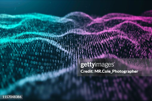 3d Illustration Rendering Of Binary Code Patternfuturistic Particles ...