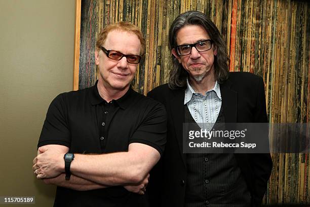 Danny Elfman and GRAMMY Foundation vice president Scott Goldman pose after An Evening With Danny Elfman at The GRAMMY Museum on June 8, 2011 in Los...