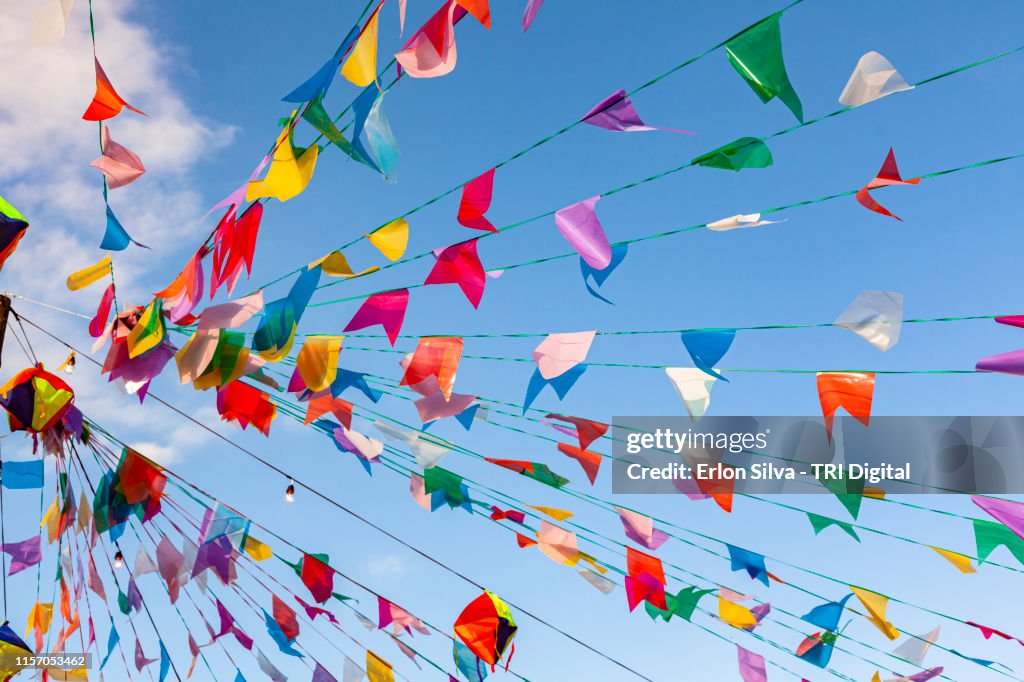 June's month is time to country party in Brazil decorated with colorful flags