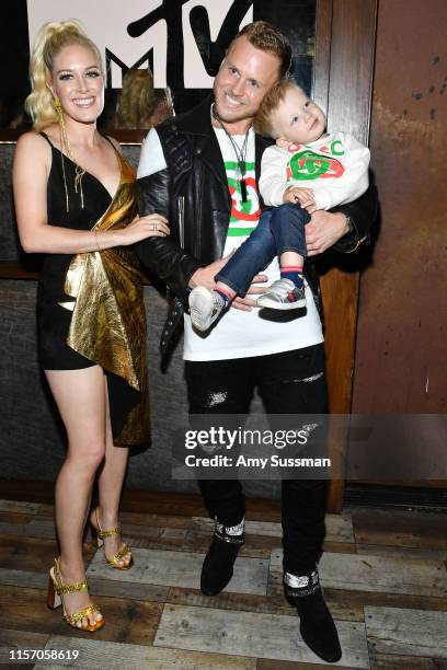 Heidi Pratt, Spencer Pratt and their son Connor attend the party for the premiere of MTV's "The Hills: New Beginnings" at Liaison on June 19, 2019 in...