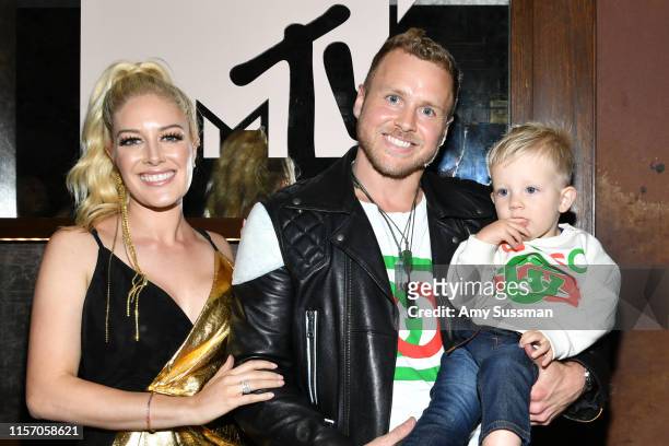 Heidi Pratt, Spencer Pratt and their son Connor attend the party for the premiere of MTV's "The Hills: New Beginnings" at Liaison on June 19, 2019 in...