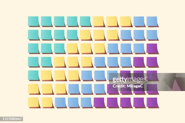 adhesive notes collection pattern - colour image stock-fotos und bilder