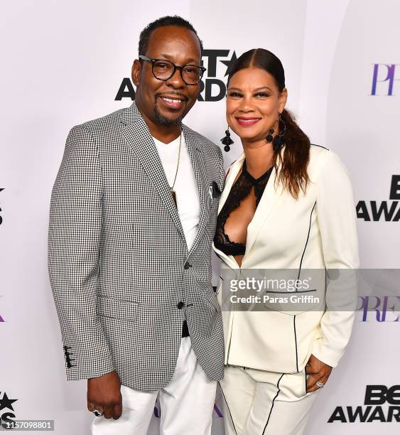 Singer Bobby Brown and his wife Alicia Etheredge-Brown attend PREMIX Hosted By Connie Orlando at The Sunset Room on June 20, 2019 in Los Angeles,...
