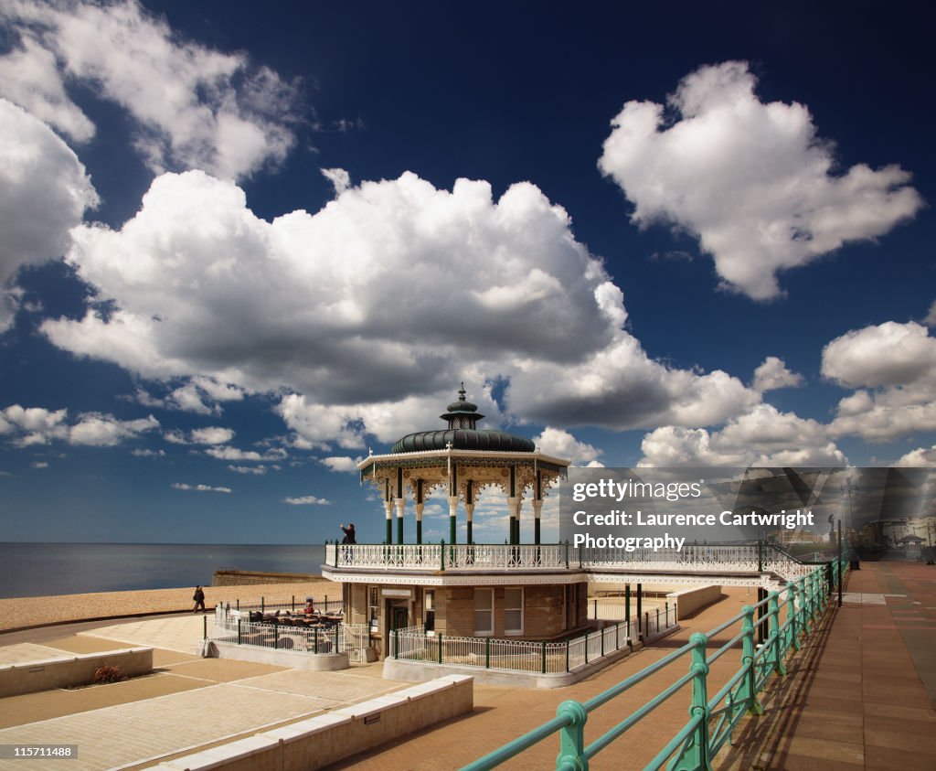 Brighton bandstand under clouds