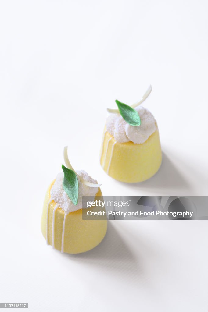 Individual Lemon Coconut Mousse Cakes