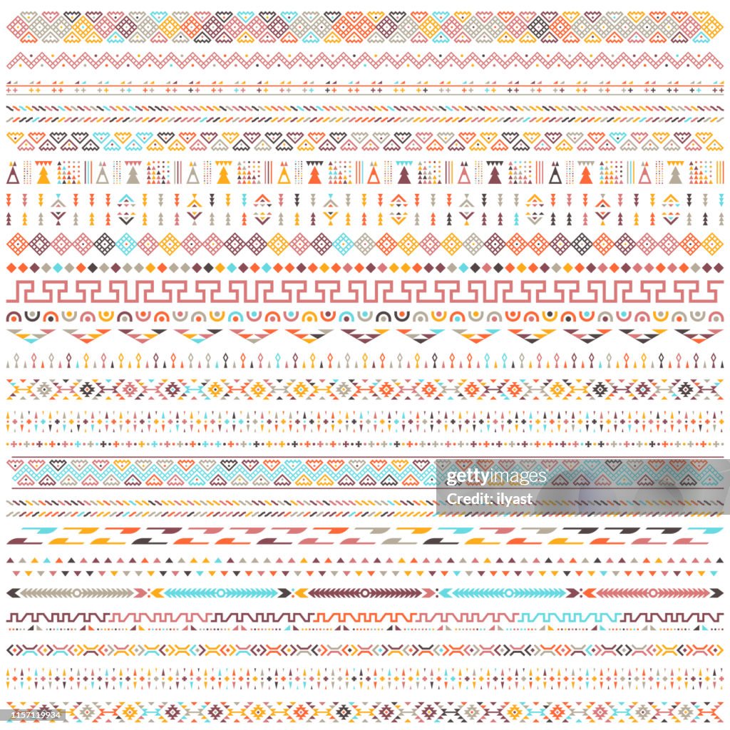 Motivi Geometrici Etnici Colorati Vector Pattern Design Illustrazione ...