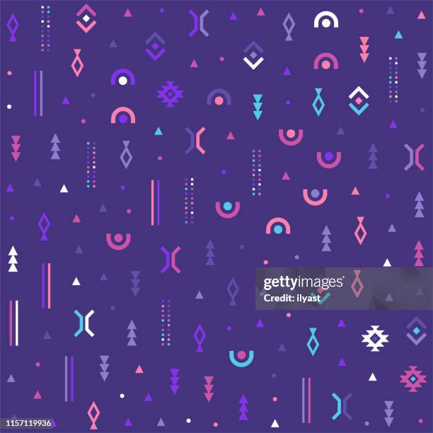 colorful tribal textile vector pattern design - aztec fabric stock illustrations