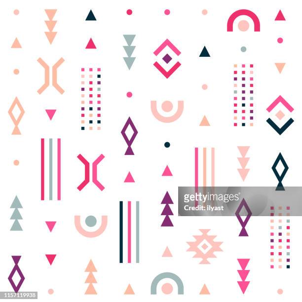 colorful tribal textile vector pattern design - aztec stock illustrations