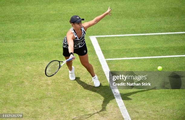 Ashleigh Barty of Australia plays a forehand shot against Jennifer Brady of United States during day four of the Nature Valley Classic at Edgbaston...