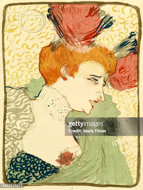 Henri de Toulouse-Lautrec , Bust of Mlle. Marcelle Lender color lithograph.