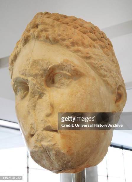 Artemis Brauronia. The head of the cult statue of the Goddess, the work of the sculptor Praxiteles. It was erected in her sanctuary on the Acropolis,...