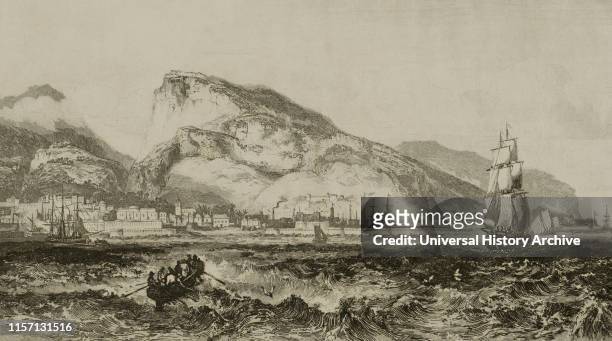 Islands of Africa. Island of France. Panoramic view of Port-Louis, city founded by Bertrand-Francois Mahe de La Bourdonnais in 1735. Drawing by...