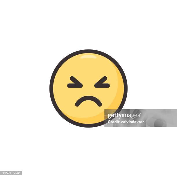 emoticon niedliche linie kunst und flache farbe - enttäuschung stock-grafiken, -clipart, -cartoons und -symbole