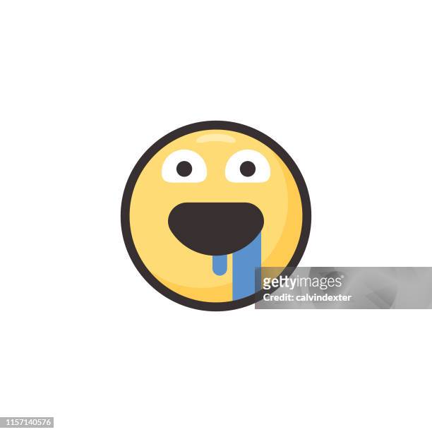 emoticon cute line art and flat color - saliva bodily fluid stock illustrations