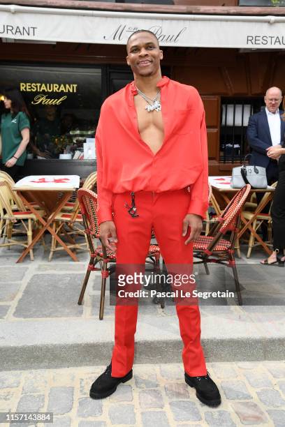Russel Westbrook attends the Louis Vuitton Menswear Spring Summer 2020 show as part of Paris Fashion Week on June 20, 2019 in Paris, France.