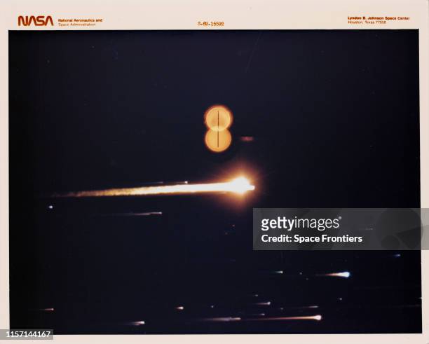 The spacecraft reentry after NASA's Apollo 8 lunar orbital mission, as photographed by a US Air Force ALOTS camera mounted on a KC-135-A aircraft...