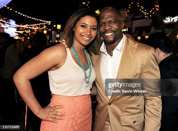 Actor Terry Crews and his daughter Azriel Crews pose at the after party for the premiere of Paramount Pictures' "Super 8" at the Village Theater on...