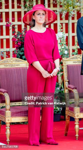 Princess Claire of Belgium attend the military parade during Belgian National Day on July 21, 2019 in Brussels, Belgium.