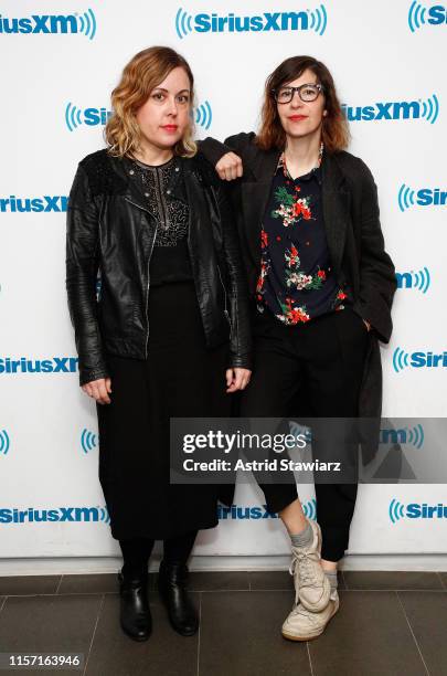 Musicians from Sleater-Kinney, Corin Tucker and Carrie Brownstein visit the SiriusXM Studios on June 20, 2019 in New York City.