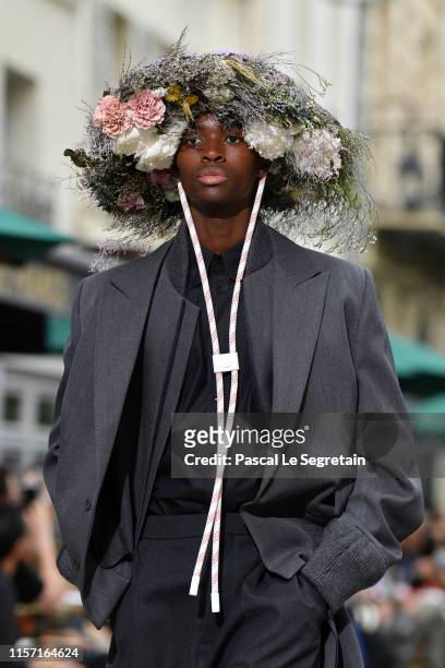 Model walks the runway during the Louis Vuitton Menswear Spring Summer 2020 show as part of Paris Fashion Week on June 20, 2019 in Paris, France.
