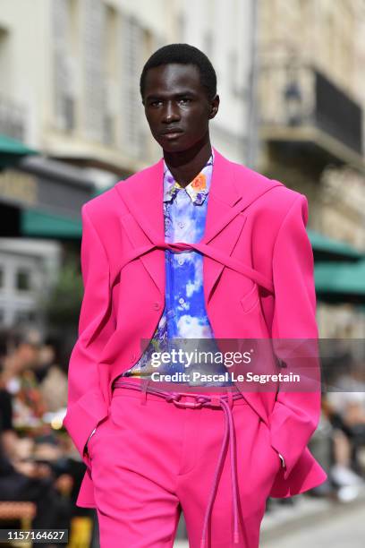 Model walks the runway during the Louis Vuitton Menswear Spring Summer 2020 show as part of Paris Fashion Week on June 20, 2019 in Paris, France.