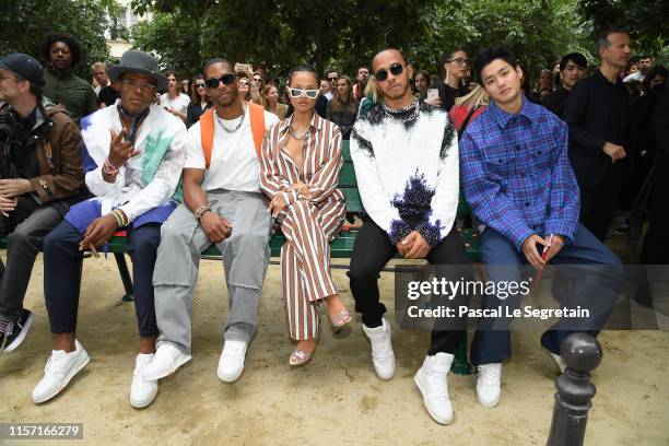 Cam Newton, Victor Cruz, Karrueche Tran, Lewis Hamilton and Shuhei Nomura attend the Louis Vuitton Menswear Spring Summer 2020 show as part of Paris...