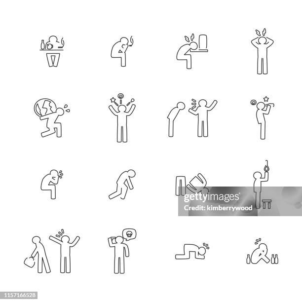 gestresst - erschöpft stock-grafiken, -clipart, -cartoons und -symbole