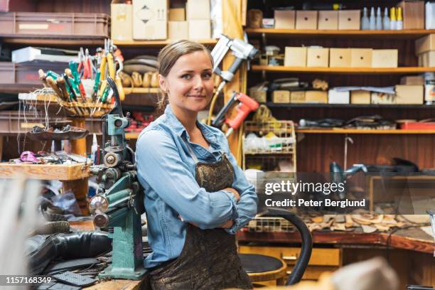 female shoemaker - shoemaker shop stock pictures, royalty-free photos & images