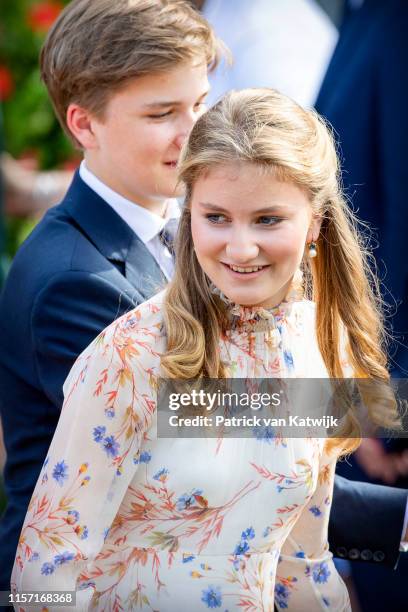 Princess Elisabeth of Belgium attends the military parade during Belgian National Day on July 21, 2019 in Brussels, Belgium.